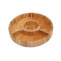 Eco-friendly bamboo round cheese tray with dividers