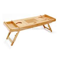 Extra large expandable laptop bed desk wood bamboo bathtub tray