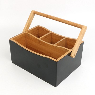 Eco-Friendly Factory Wholesale Bamboo Utensil Organizer Caddy Basket