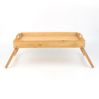 Bamboo Lap Breakfast Bed Tray With Folding Leg