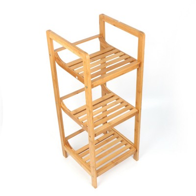 Wholesale Cheap Bathroom Rack Bamboo Corner Shelf Wooden Storage Rack