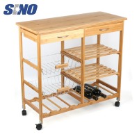 Cheap Price Movable Bamboo Kitchen Trolley