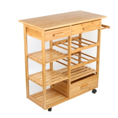 Custom Eco-Friendly Wine Stand Cart Kitchen Trolley