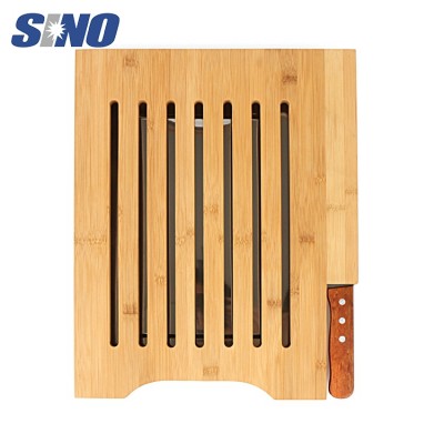 Healthy Eco-Friendly Bamboo Slot Bread Cutting Board with Knife