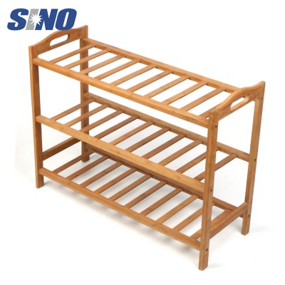 3 Tier Free Standing Organizer Wooden Bamboo Shoes Rack