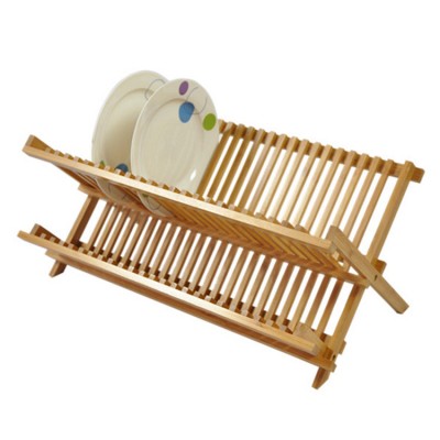 2-Tier Natural Color With Drain Tray  Bamboo Dish Rack