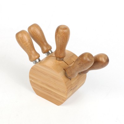 Healthy Eco-Friendly Round Bamboo Circle Cheese Knife Stand