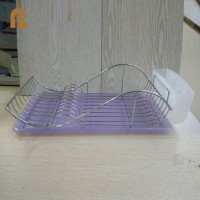 Kitchen Storage accessory purple metal wire and plastic dish rack