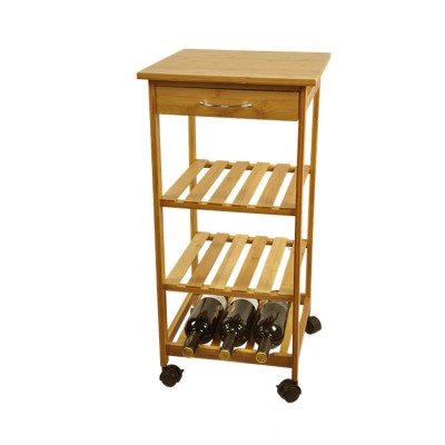 Custom Serving Cart Bamboo Kitchen Trolley with Drawers