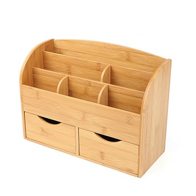 6-Slot Mail Organizer Space Bamboo Storage Holder Desk Organizer