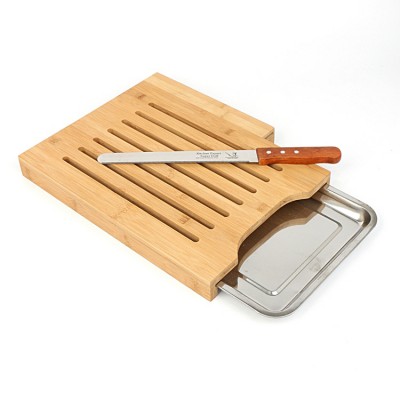 Wholesale With Tray Bamboo Wooden Bread Cutting Board