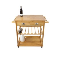 Custom Portable Rolling Bamboo Kitchen Trolley