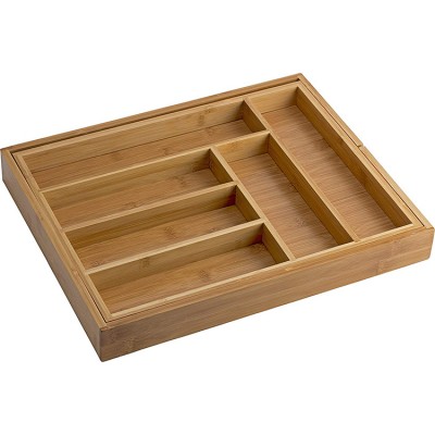 Adjustable Kitchen Bamboo Drawer Cutlery Storage Tray