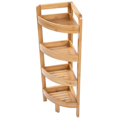 2 Tier Wooden Bathroom Storage Rack Bamboo Float Shelf